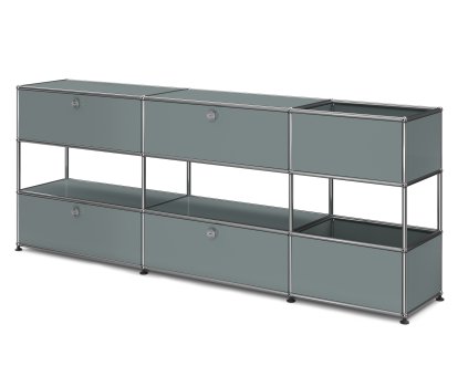 Buffet USM Haller pour enfants L avec boîtes de rangement, Monochrome, Gris moyen RAL 7005, Avec  porte abattante