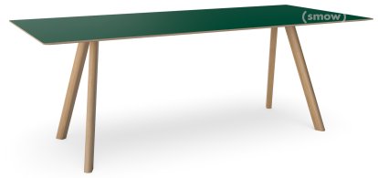 Table Copenhague CPH30, L 200 x l 90 x H 75, Chêne laqué, Linoleum vert