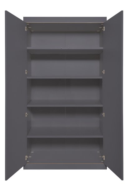 Armoire Flai , Large (216 x 118 x 61 cm), Mélaminé anthracite avec bords bouleau, Configuration 2