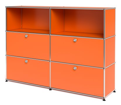 Meuble haut Highboard L USM Haller avec 4 portes battantes, Orange pur RAL 2004