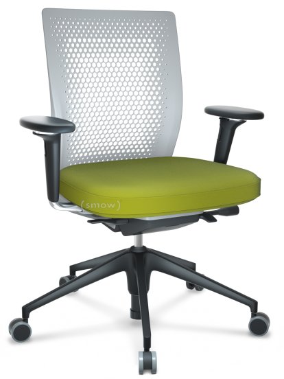 ID Air, Soft grey, Tissu Plano 68 avocat, Noir basic, Piétement à 5 branches, plastique basic dark, Avec accotoirs 3D, Durs pour tapis