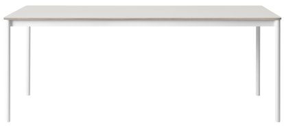 Table Base, L 190 x L 85 cm, Stratifié blanc avec bord en contreplaqué, Blanc