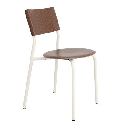 Chaise SSD, métal/bois, Noyer, Blanc crème