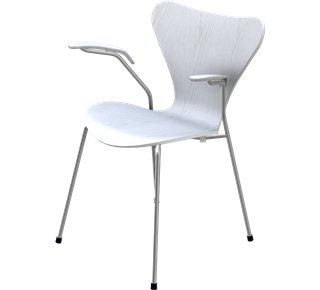 Série 7 Chaise 3207, 46 cm, Frêne coloré, Blanc