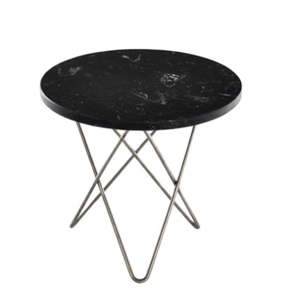 Mini O Table, Noir Marquina, Acier inoxydable 