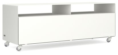 Meuble TV R 109, Monochrome, Blanc pur (RAL 9010), Roulettes transparentes