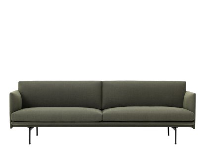 Canapé Outline , 3 places, Tissu Fiord 961 - Gris-vert, Aluminium, noir