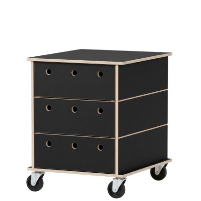 Conteneur roulant Lader, 3 tiroirs, Noir