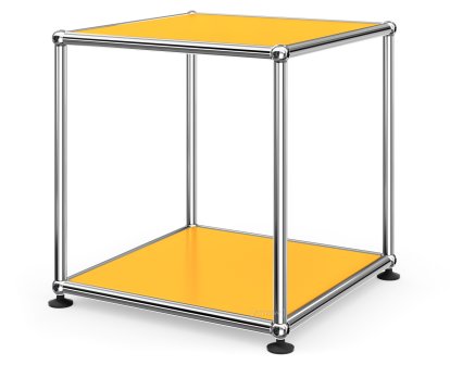Table d'appoint 35 USM Haller, Panneaux inférieur et supérieur en métal, Jaune or RAL 1004