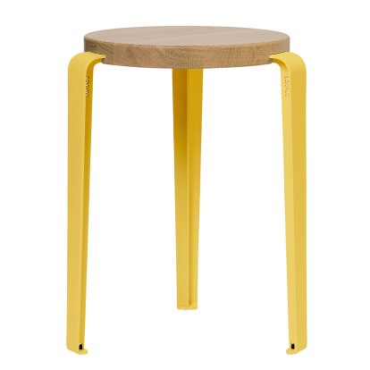 Tabouret Lou, bois massif, Chêne massif, Jaune brioche