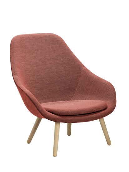 Fauteuil About A Lounge Chair High AAL 92, Steelcut Trio 515 - rose pale, Chêne laqué, Avec coussin d'assise