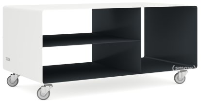 Meuble bas HI-FI R 104, Blanc pur (RAL 9010) - Gris anthracite (RAL 7016), Roulettes industrielles