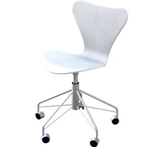 Série 7 chaise de bureau pivotante 3117, Frêne coloré, Blanc