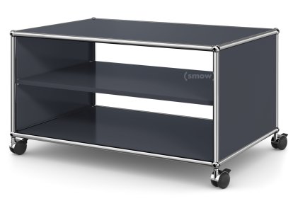 Meuble bas Lowboard TV sur roulettes USM Haller, Sans porte abattante et sans paroi arrière, Anthracite RAL 7016