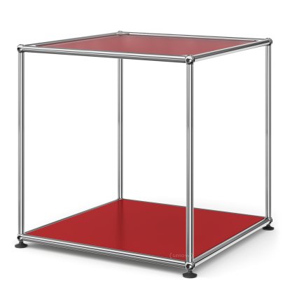 Table d'appoint USM Haller 50 haute, Panneau supérieur en verre laqué, panneau inférieur en métal, Rouge rubis USM