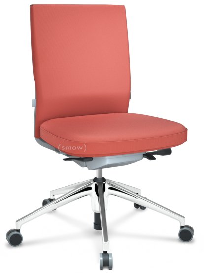 ID Soft, Mécanisme Flowmotion avec inclinaison avant et réglage de la profondeur , Sans accotoirs, Piétement à 5 branches, aluminium poli, Soft grey, Assise et dossier Silk Mesh, Brique, Durs pour tapis