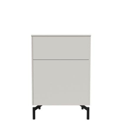 Buffet Aventa avec porte et tiroirs, 60 cm, 3 Grilles de hauteur, Mélamine blanc, Pieds en métal