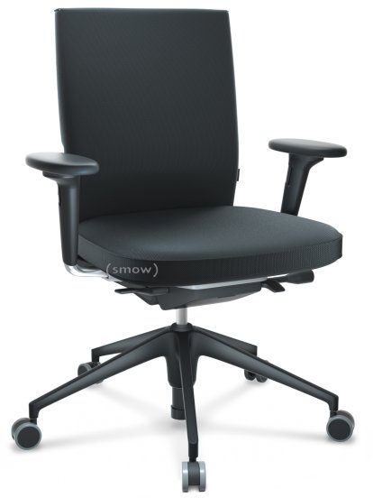 ID Soft, Mécanisme Flowmotion avec inclinaison avant et réglage de la profondeur , Avec accotoirs 2D, Piétement à 5 branches, plastique basic dark, Noir basic, Assise et dossier Silk Mesh, Nero, Durs pour tapis