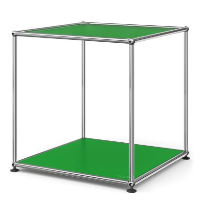Table d'appoint USM Haller 50 haute, Panneau supérieur en verre laqué, panneau inférieur en métal, Vert USM