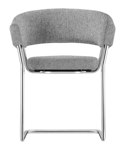 Fauteuil D9, Stoff Hallingdal 166 - gris, Tube en acier chromé, Patins feutre