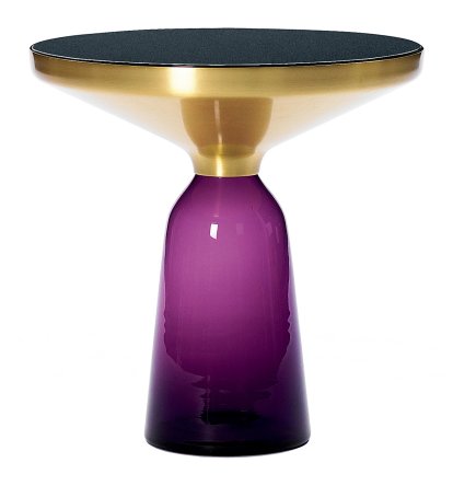Bell Side Table, Laiton laqué clair, Améthyste violette