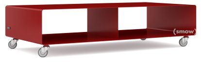 Meuble TV R 200, Monochrome, Rouge rubis (RAL 3003), Roulettes industrielles