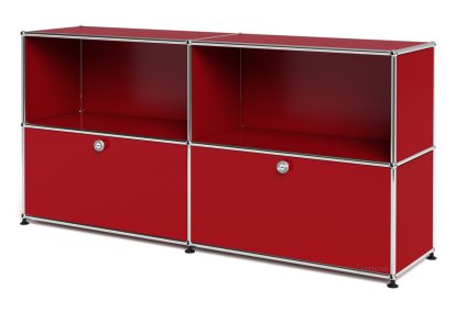 Meuble USM Haller Sideboard L avec deux portes abattantes, Rouge rubis USM