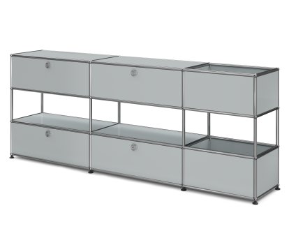 Buffet USM Haller pour enfants L avec boîtes de rangement, Monochrome, Argent mat USM, Avec  porte abattante