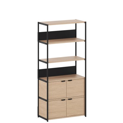 Étagère Unit en bois, 180 cm, 2 x portes doubles, Chêne / Noir graphite