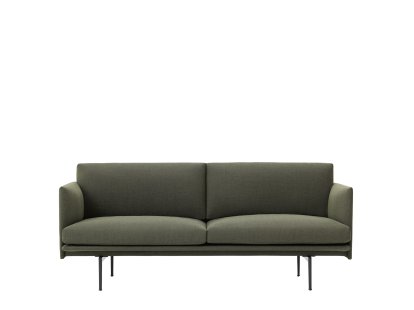 Canapé Outline , 2 places, Tissu Fiord 961 - Gris-vert, Aluminium, noir