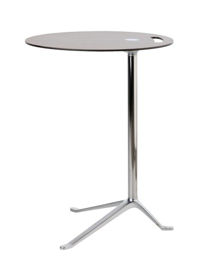 Table Little Friend, Hauteur fixe, Plateau en noyer / cadre poli