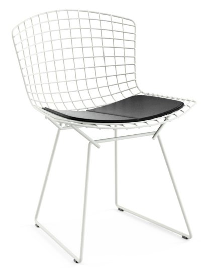 Chaise Bertoia, Blanc, Vinyl noir