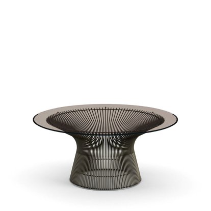 Table basse Platner, Petit (diamètre 91,5 cm), Bronze, métallique, verre bronze