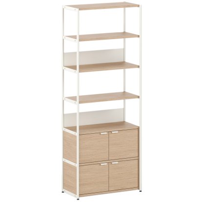 Étagère Unit en bois, 215 m , 2 x portes doubles, Chêne / Blanc crème