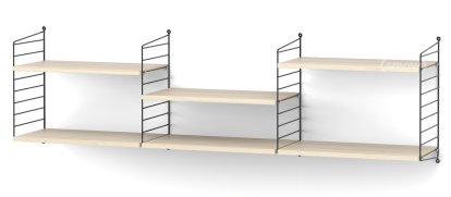 Étagère murale L String, 30 cm, Noir, Placage frêne  