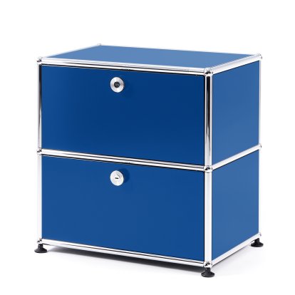 Table de chevet USM Haller avec 2 portes battantes, Bleu gentiane RAL 5010
