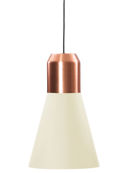 lampe suspendue Bell Light, Cuivre , Étoffe blanche, H 35 x ø 32 cm