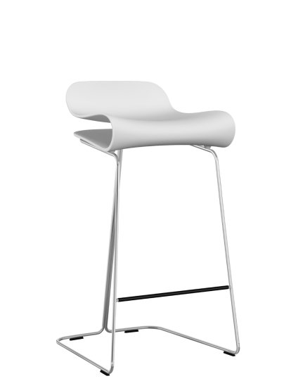 Tabouret de bar BCN, Blanc, Acier chromé, Version cuisine: 67 cm