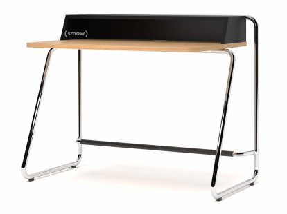 Secrétaire S 1200, Chêne huilé, MDF laqué noir intense, Chromé