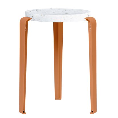 Tabouret Lou, plastique recyclé, Venezia, Rouge tangerine