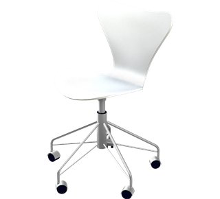 Série 7 chaise de bureau pivotante 3117, Laqué, Blanc
