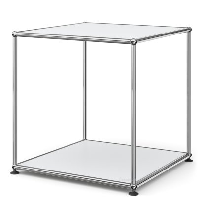 Table d'appoint USM Haller 50 haute, Panneaux inférieur et supérieur en métal, Argent mat USM