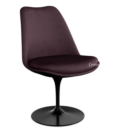 Chaise Tulip Saarinen, Rotatif, Coque et coussin d'assise rembourré, Noir, Plum (Eva 119)