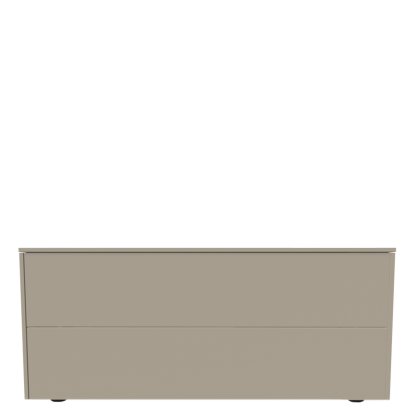 Buffet Aventa avec tiroirs, 120 cm, 2 Grilles de hauteur, Mélamine gris pierre, Patin en plastique