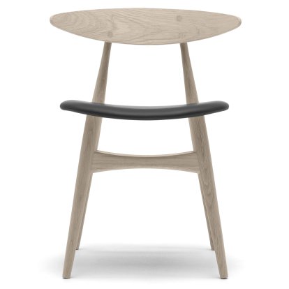 Chaise CH33P, Chêne savonné, Cuir anthracite