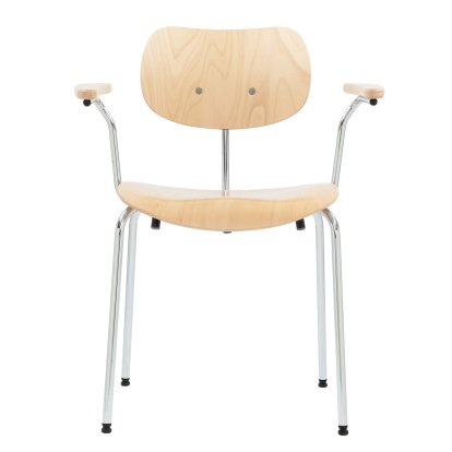 Chaise SE 68, Empilable, Sans rembourrage, Chromé, Avec accoudoirs, Hêtre, naturel