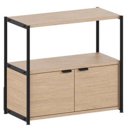 Buffet haut Unit en bois, 1 x porte double, Chêne / Noir graphite