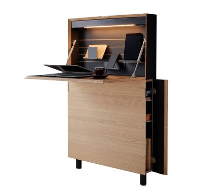 Secrétaire Flatmate LED, CPL chêne