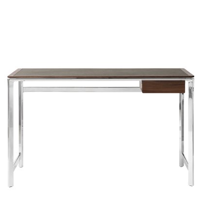Table Studio 430, Noyer / Cuir bosco, Avec tiroir