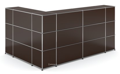 Comptoir d’accueil USM Haller version 4, Marron USM, Coin fermé